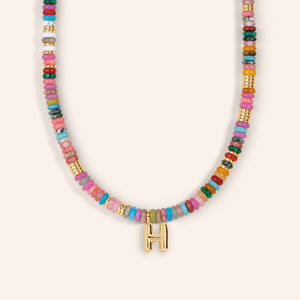 "DS Bubbly" Semi-Precious Initial Necklace