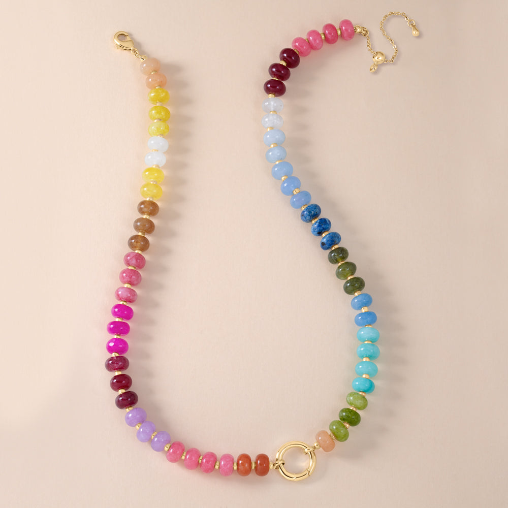 "Token Tales" Rainbow Semi-Precious Charm Holder Necklace