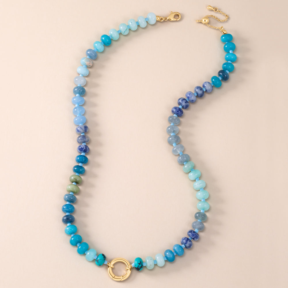 "Token Tales" Indigo Semi-Precious Charm Holder Necklace