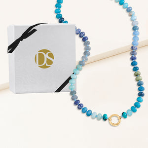 "Token Tales" Indigo Semi-Precious Charm Holder Necklace