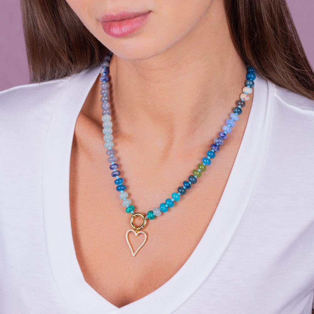 "Token Tales" Indigo Semi-Precious Charm Holder Necklace