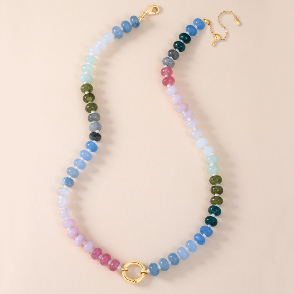 "Token Tales" Blush Semi-Precious Charm Holder Necklace