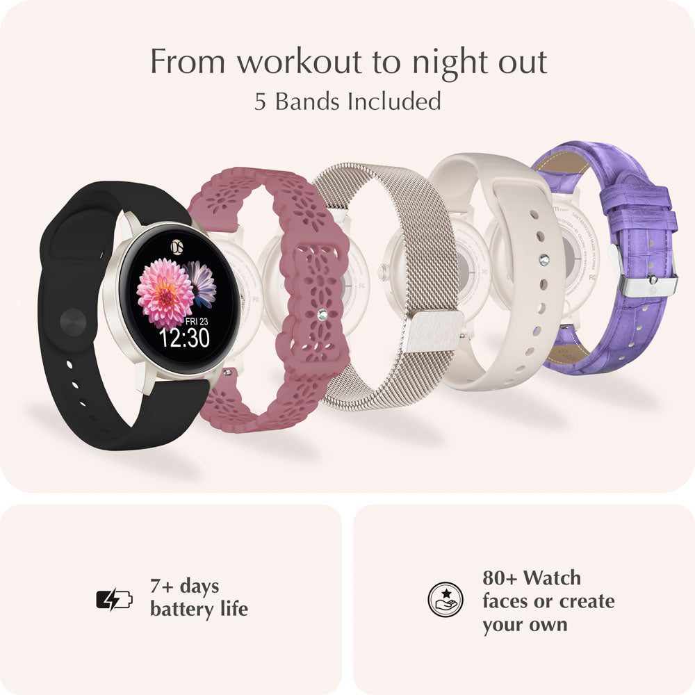"Ora" Smartwatch Set with 5 Straps – Sand