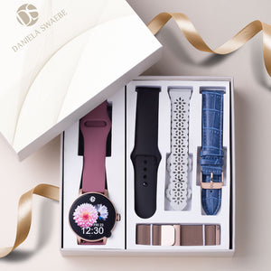 "Ora" Smartwatch Set with 5 Straps – Rose Gold