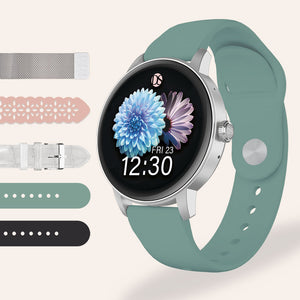 "Ora" Smartwatch Set with 5 Straps – Silver