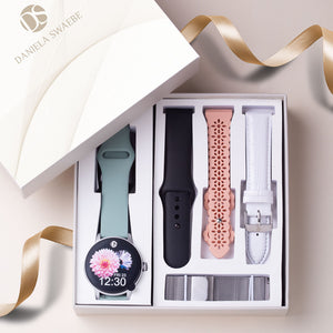 "Ora" Smartwatch Set with 5 Straps – Silver