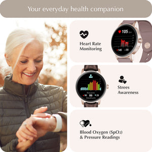 "Ora" Smartwatch Set with 5 Straps – Pink Gold