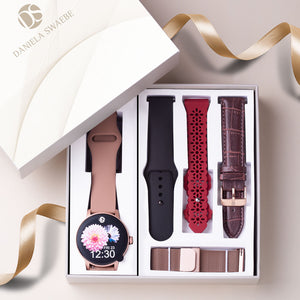 "Ora" Smartwatch Set with 5 Straps – Pink Gold