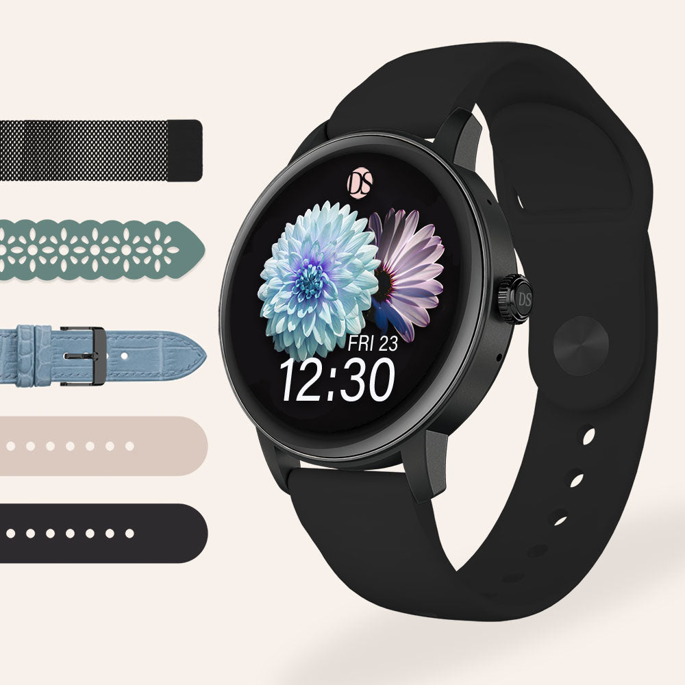 "Ora" Smartwatch Set with 5 Straps – Black