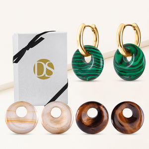 "Twist & Turn" 3-in-1 Gemstone Huggie Set