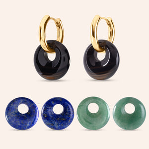 "Twist & Turn" 3-in-1 Gemstone Huggie Set