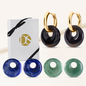 "Twist & Turn" 3-in-1 Gemstone Huggie Set