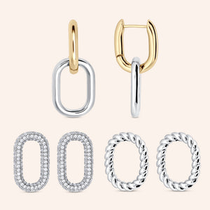 "Change it Up" 3 Interchangeable Links Hoop Earrings Set