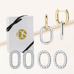 "Change it Up" 3 Interchangeable Links Hoop Earrings Set