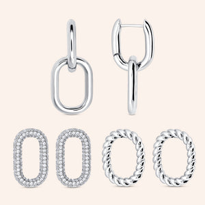 "Change it Up" 3 Interchangeable Links Hoop Earrings Set