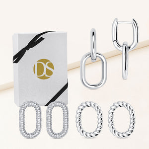 "Change it Up" 3 Interchangeable Links Hoop Earrings Set