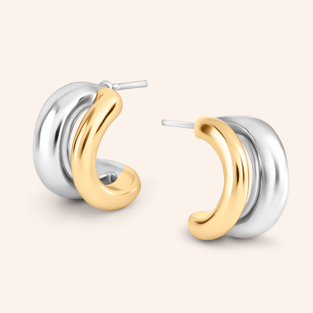"Lana" Two-Tone Mini Hoop Earrings