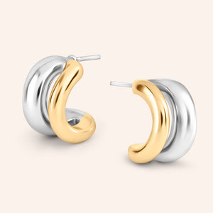 "Lana" Two-Tone Mini Hoop Earrings