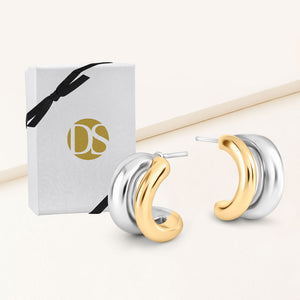 "Lana" Two-Tone Mini Hoop Earrings