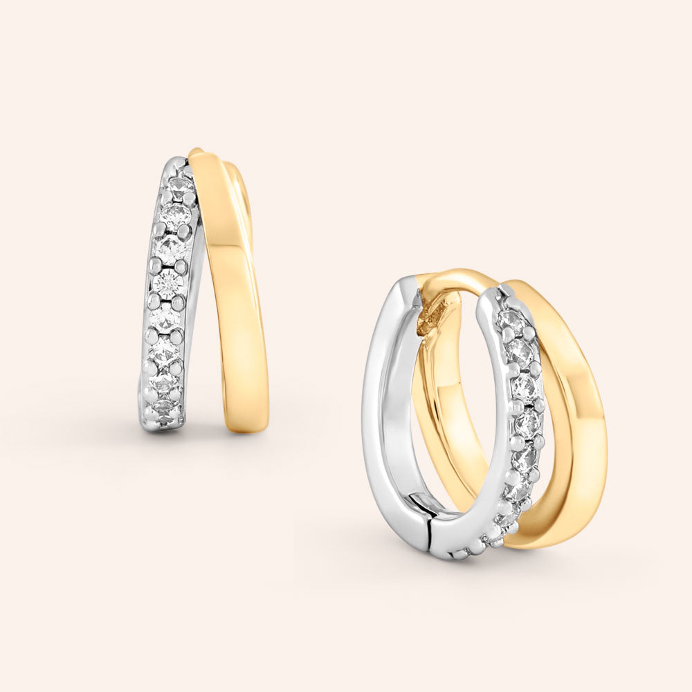 "Aura" Two-Tone Mini Huggie Earrings