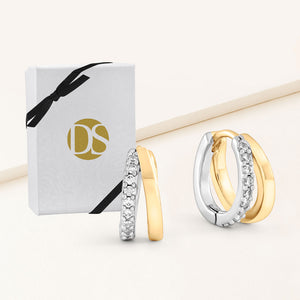 "Aura" Two-Tone Mini Huggie Earrings