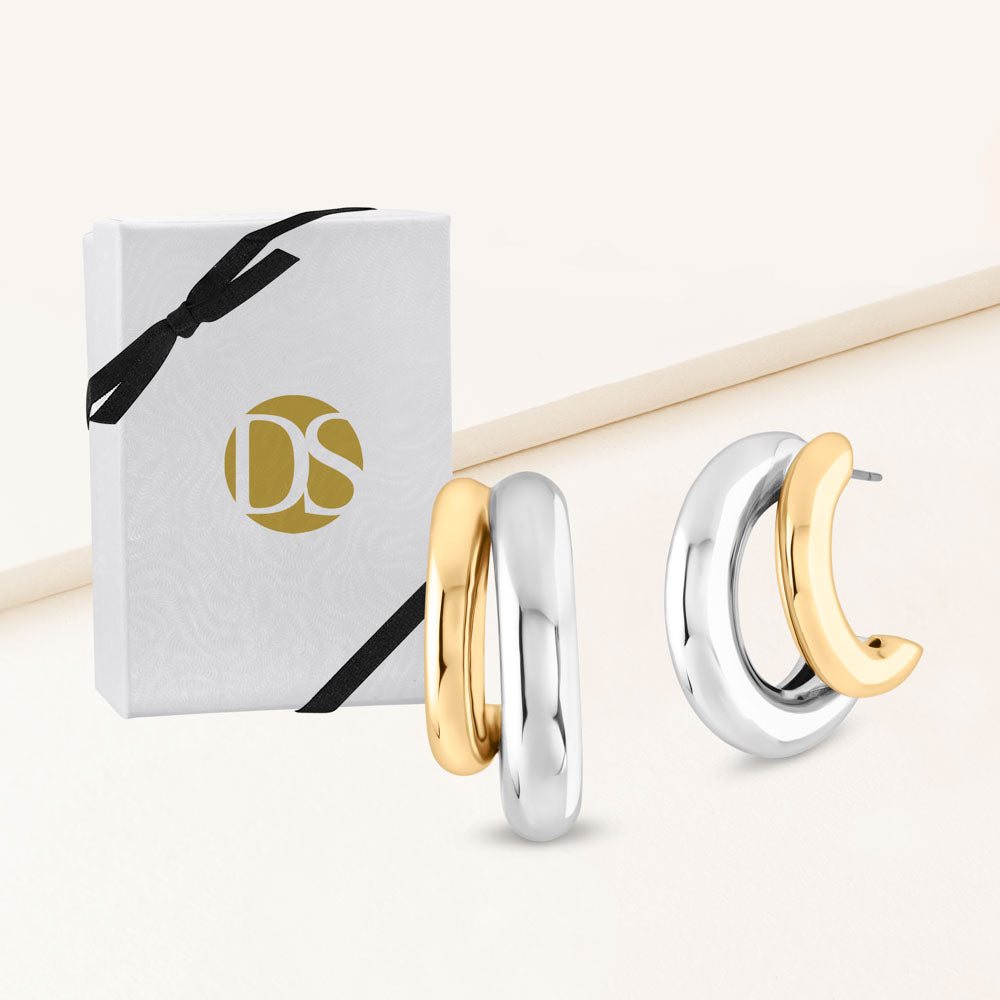 "Alexa" High Polished Twin Hoop Earrings
