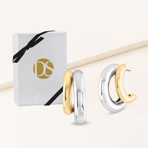 "Alexa" High Polished Twin Hoop Earrings