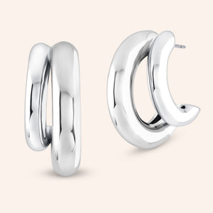 "Alexa" High Polished Twin Hoop Earrings
