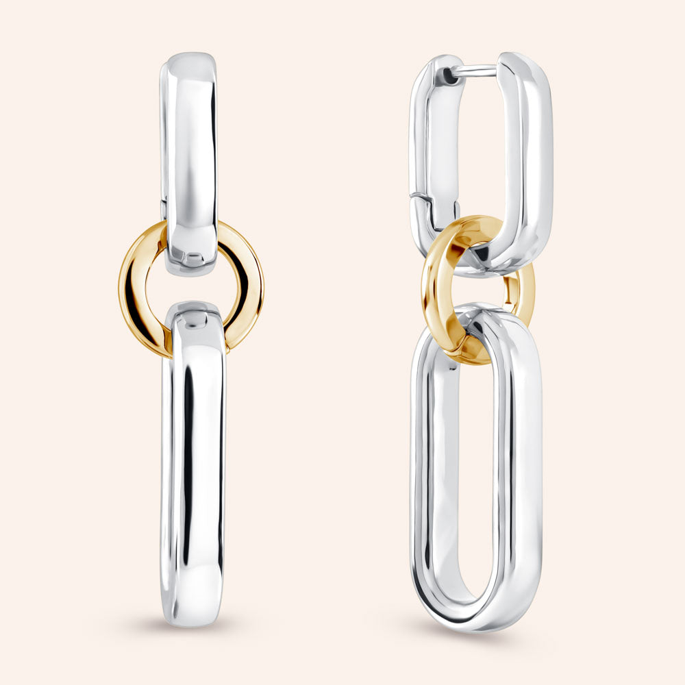 "Linked Elegance" High Polished Dangle Earrings