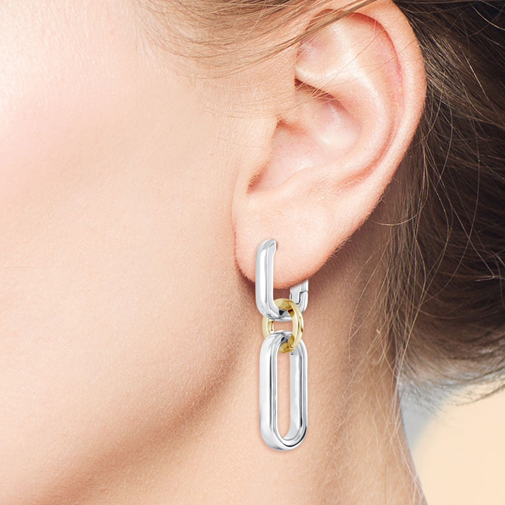 "Linked Elegance" High Polished Dangle Earrings