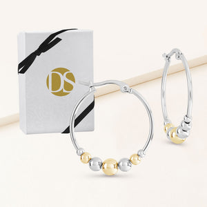 "Tessa" High Polished Beaded Hoop Earrings