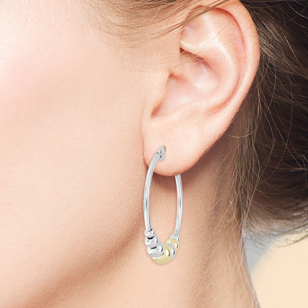 "Tessa" High Polished Beaded Hoop Earrings