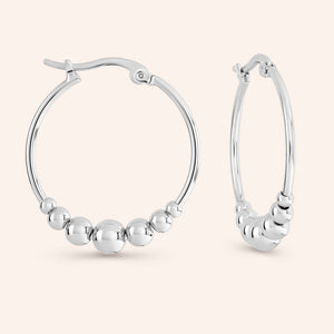 "Tessa" High Polished Beaded Hoop Earrings