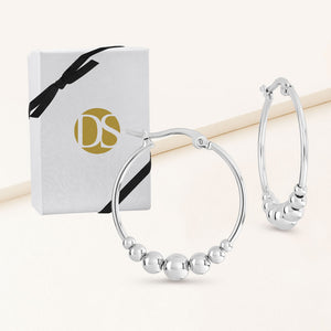 "Tessa" High Polished Beaded Hoop Earrings