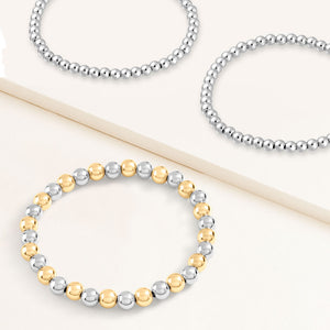 "Tessa" Set of 3 Two-Tone Stretch Bracelets