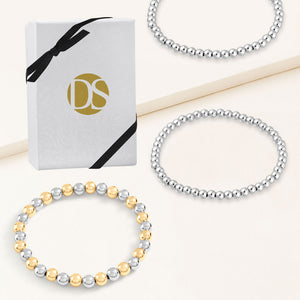 "Tessa" Set of 3 Two-Tone Stretch Bracelets