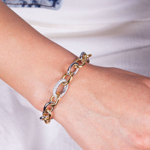"Forever Fabulous" High Polished Pave Link Toggle Bracelet