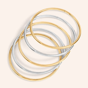 "Vivienne" Set of 5 Two-Tone Stackable Bangle Bracelets