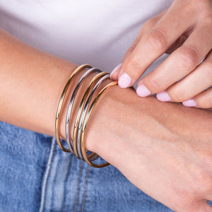 "Vivienne" Set of 5 Two-Tone Stackable Bangle Bracelets