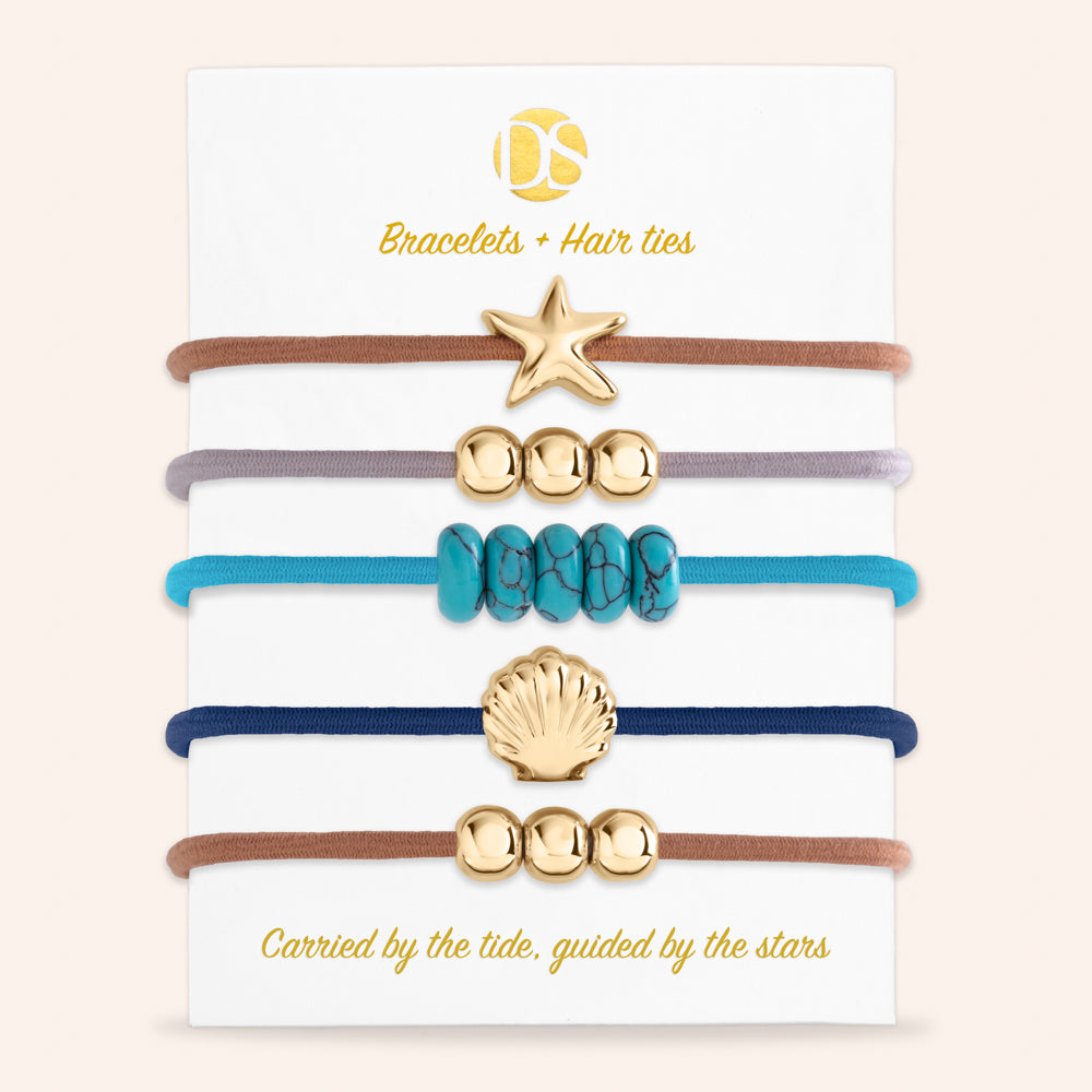 "Sunset Ties" Hair Ties & Bracelet Jewels - Set of 5