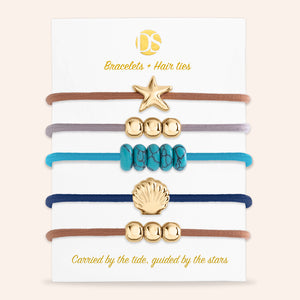 "Sunset Ties" Hair Ties & Bracelet Jewels - Set of 5