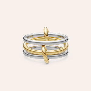 "Linked Forever" 3 Rows Stacked Ring - Two-Tone
