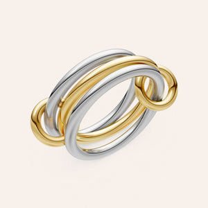 "Linked Forever" 3 Rows Stacked Ring - Two-Tone