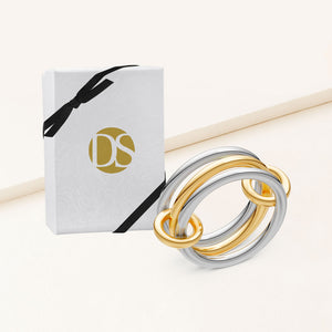 "Linked Forever" 3 Rows Stacked Ring - Two-Tone