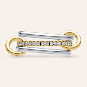 "Linked Forever" 3 Rows Stacked Pave Ring - Two-Tone