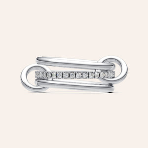 "Linked Forever" 3 Rows Stacked Pave Ring - Silver