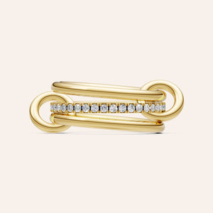 "Linked Forever" 3 Rows Stacked Pave Ring - Gold