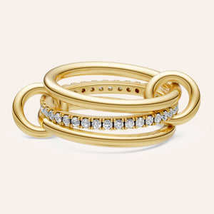 "Linked Forever" 3 Rows Stacked Pave Ring - Gold