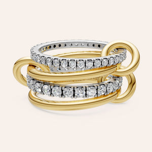 "Linked Forever" 4 Rows Stacked Pave Ring - Two Tone