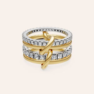 "Linked Forever" 4 Rows Stacked Pave Ring - Two Tone
